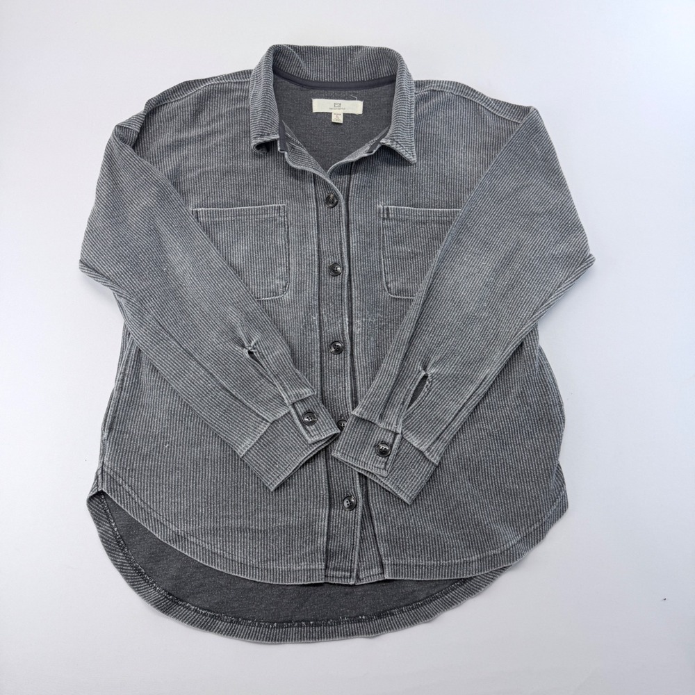 Thread & Supply Charcoal Gray Ribbed Corduroy Shirt Jacket Shacket Medium